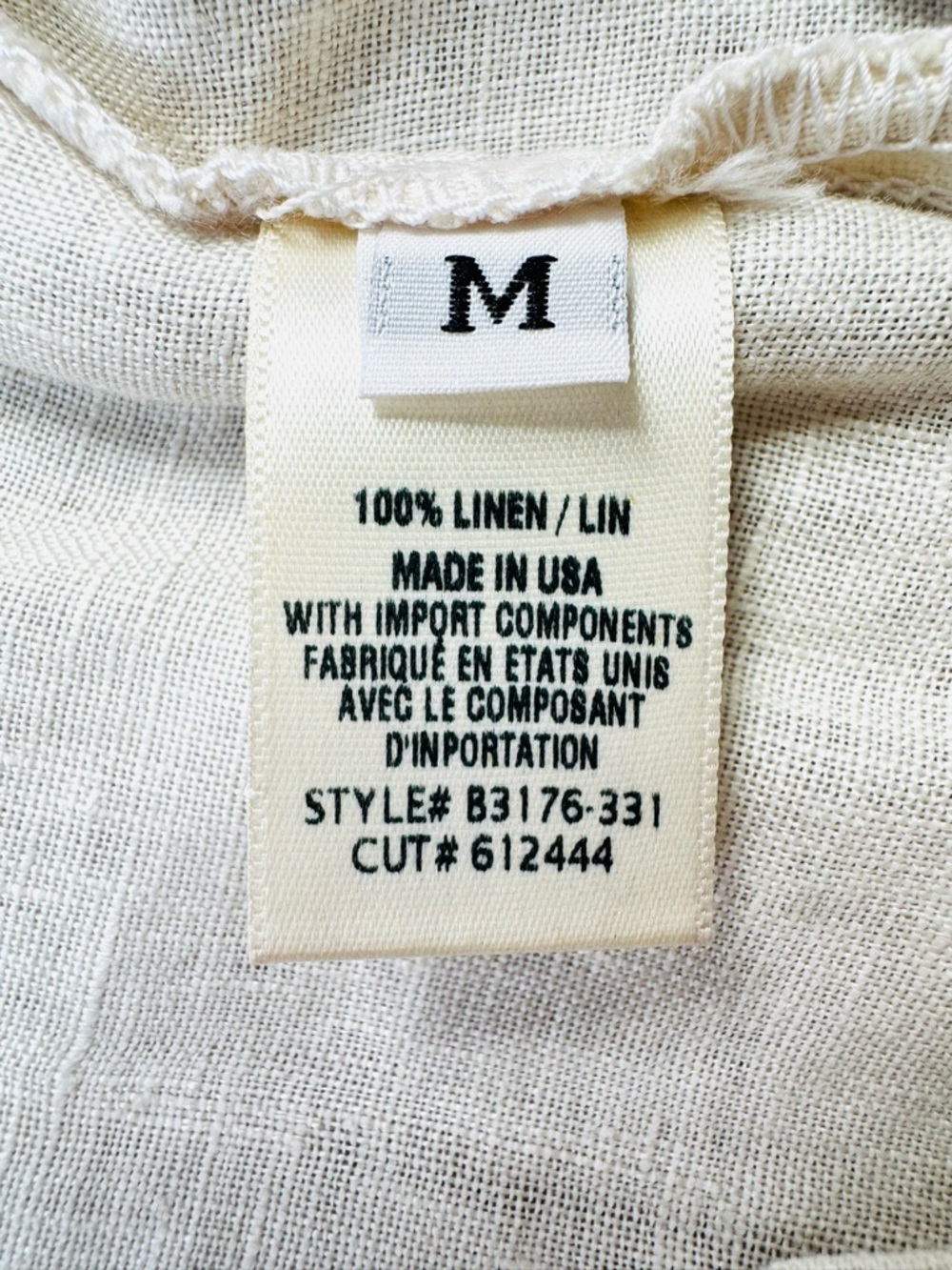 Bella Dahl 100% Linen Drawstring Ankle Pants Button Hem Cream Size Medium NWT - Picture 8 of 10